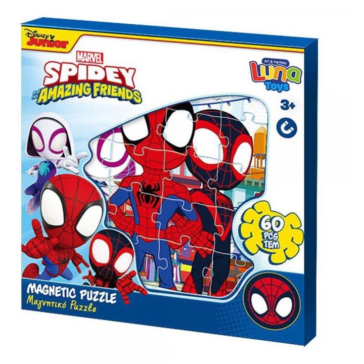 Luna: Spidey és barátai mintás 3x20db-os mágneses puzzle