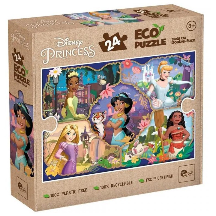 Disney hercegnők és állataik 2 az 1-ben 24db-os Eco mini puzzle és színező 35x25cm - Lisciani