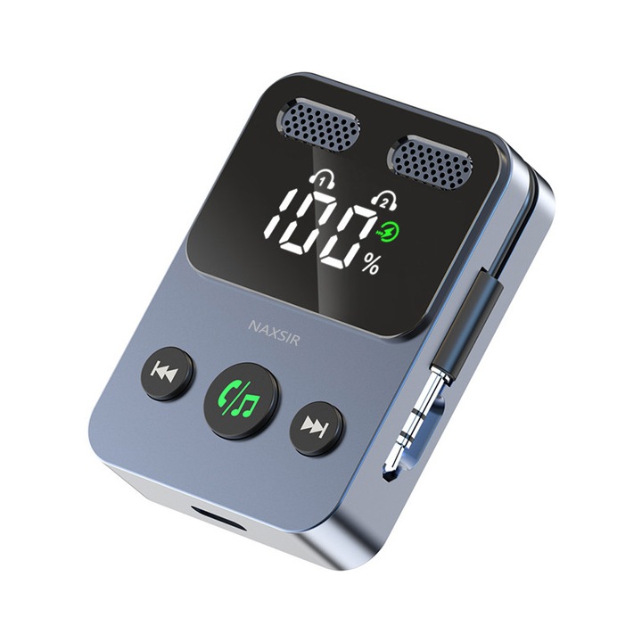 Transmitator receptor audio Bluetooth 5.3, NAXSIR, 2 în 1, Negru, Portabil