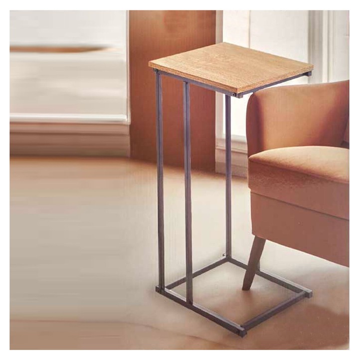 Дървена маса с метална рамка Giftdecor, 40 x 26 x 58 см