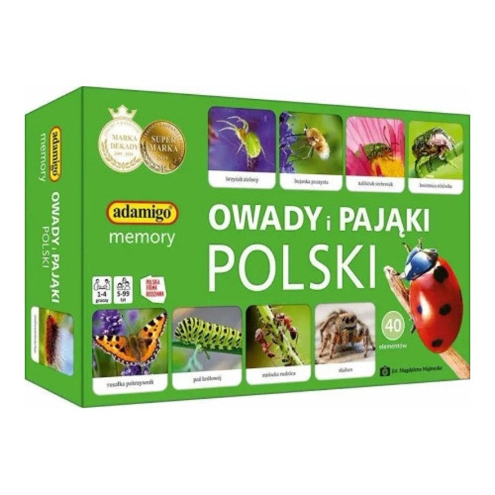 Joc de memorie Adamigo, Owade si paianjeni din Polonia, set 40 tablouri, 54x54mm