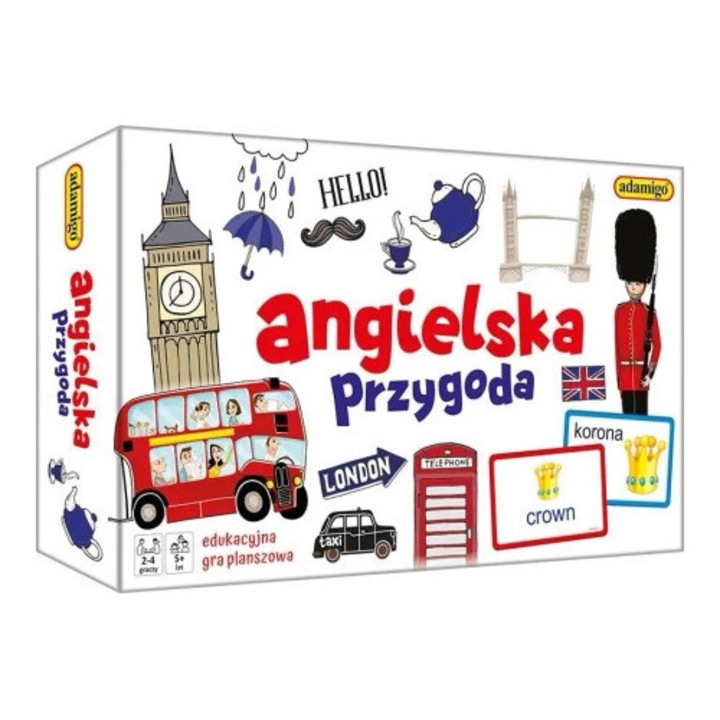 Joc de societate, Adamigo, Quiz Angielska przygoda, set 2-4 jucatori, 5+ ani