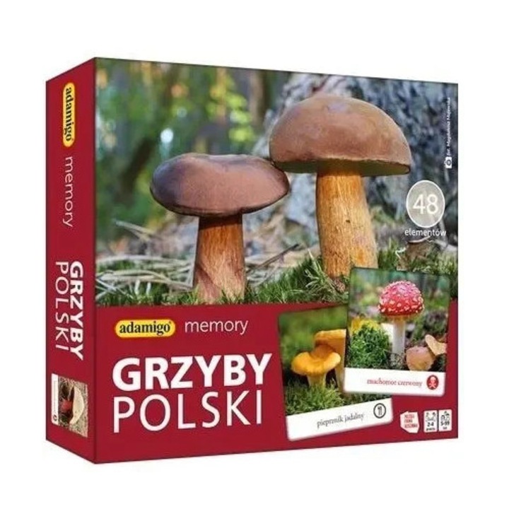 Joc de memorie Grzyby Polski, Adamigo, 48 piese, pentru 5-99 ani