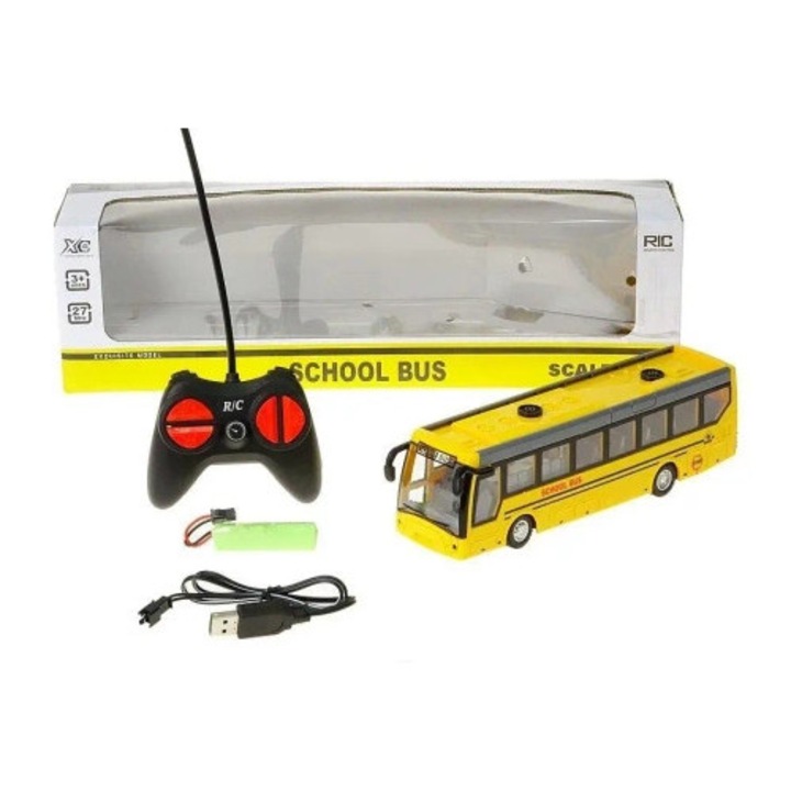 Autobuz R/C 1:32, Adar, 4 functii, multicolor, 21x5x6cm