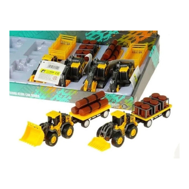 Utilaj de constructie de jucarie, Adar, vehicul cu remorca, multicolor