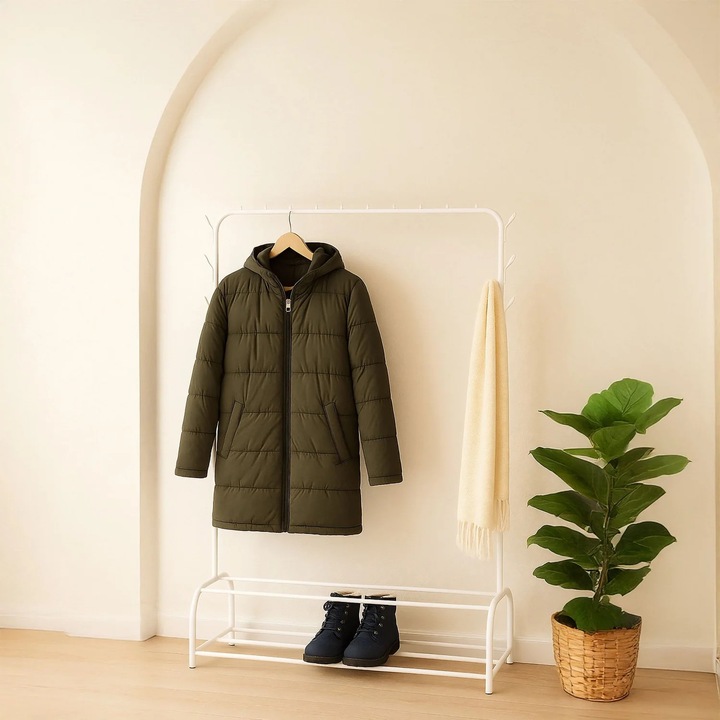 Закачалка с релса за дрехи, 2 рафта, 8 куки