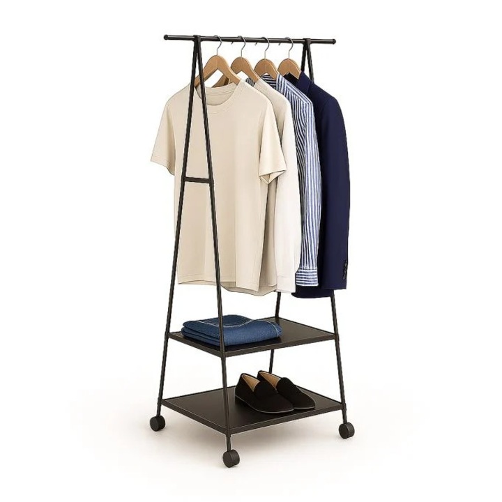 Gurulós ruhaállvány 2 textilszövettel