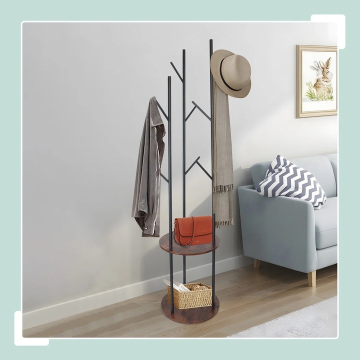 Előszoba fogas 8 akasztóval és 2 polccal