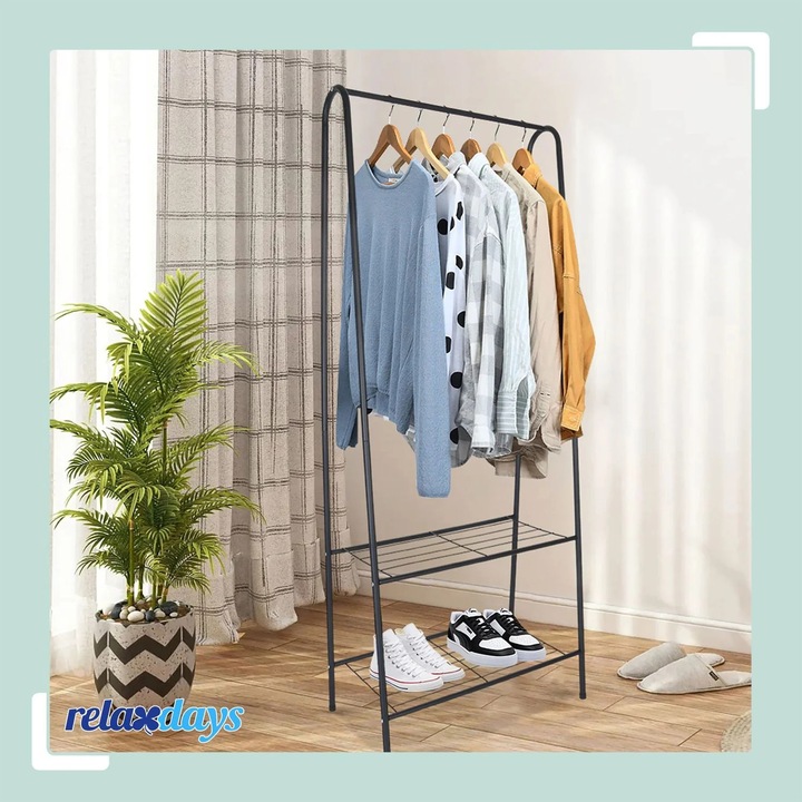 Ruhatartó állvány 2 polccal, helytakarékos kialakítás