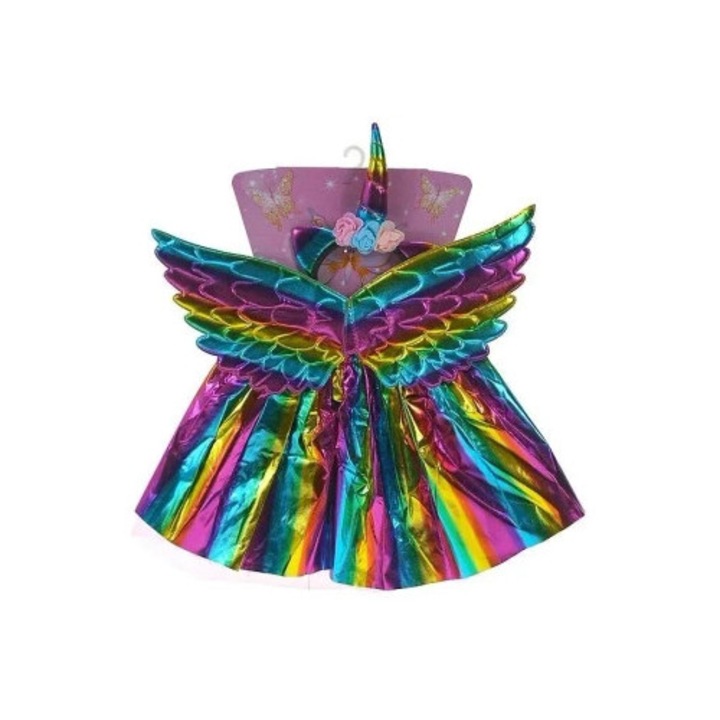 Costum unicorn pentru copii, Adar, cu aripi si bentita