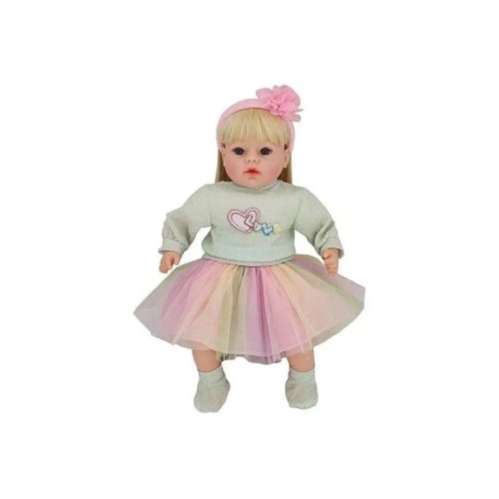 Papusa Adar 45cm, cu par cusut, canta si vorbeste in poloneza, 46,5x24,5x13cm, geanta PVC