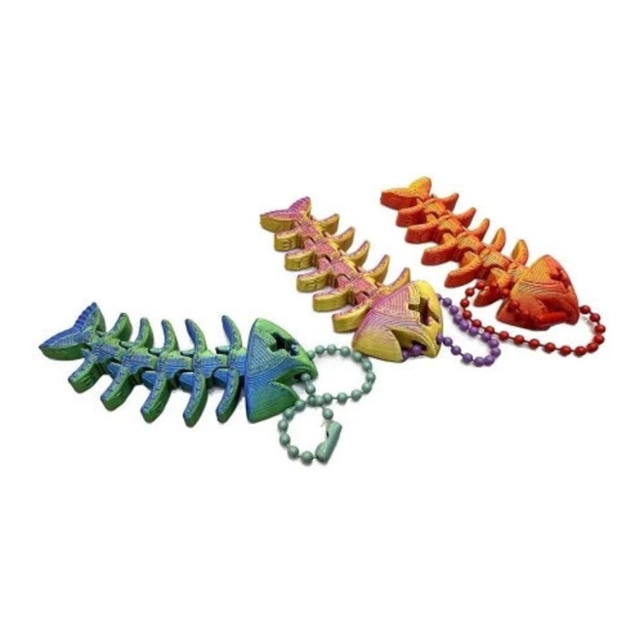 Breloc 3D schelet peste cu suspensie, multicolor, set mix