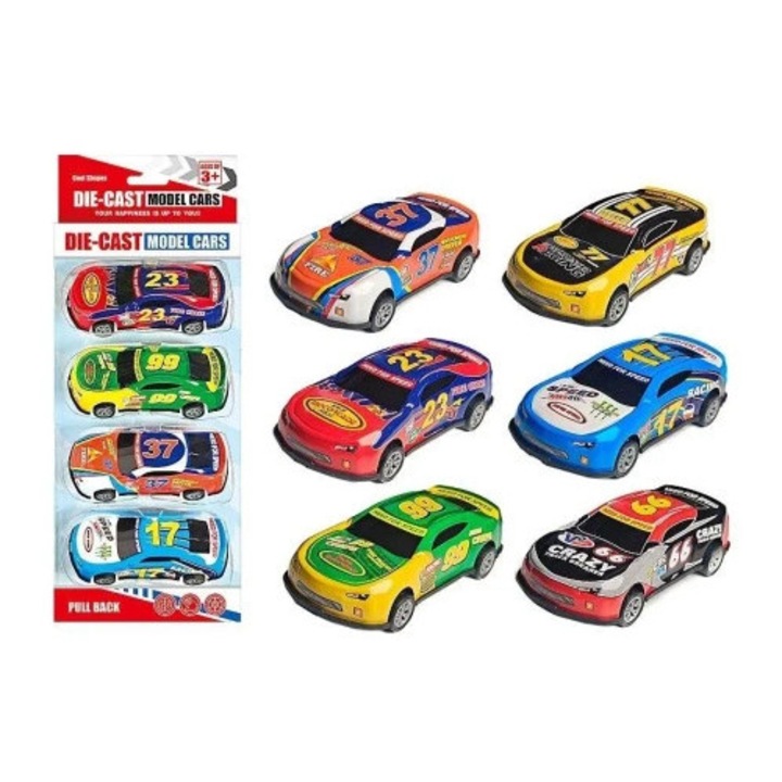 Set 4 masinute metalice Adar, multicolor, 40,5x12x5cm