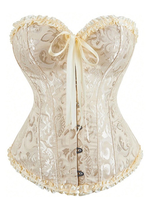 Corset, alb-crem, lenjerie modelatoare, cu banda de sustinere si control al abdomenului