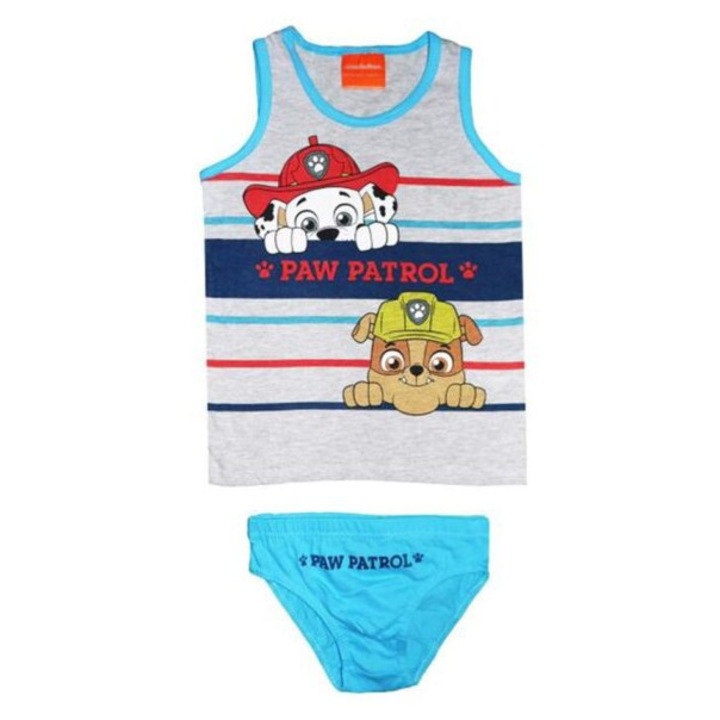 Póló és bugyi szett, Mancs őrjárat, fiúknak, csíkos, kék, 7-8 év