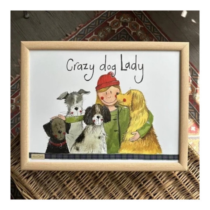 Stand pentru laptop Alex Clark, model LP18 Crazy Dog Lady, melamina, dimensiuni 44,5x34,5x9cm, multicolor