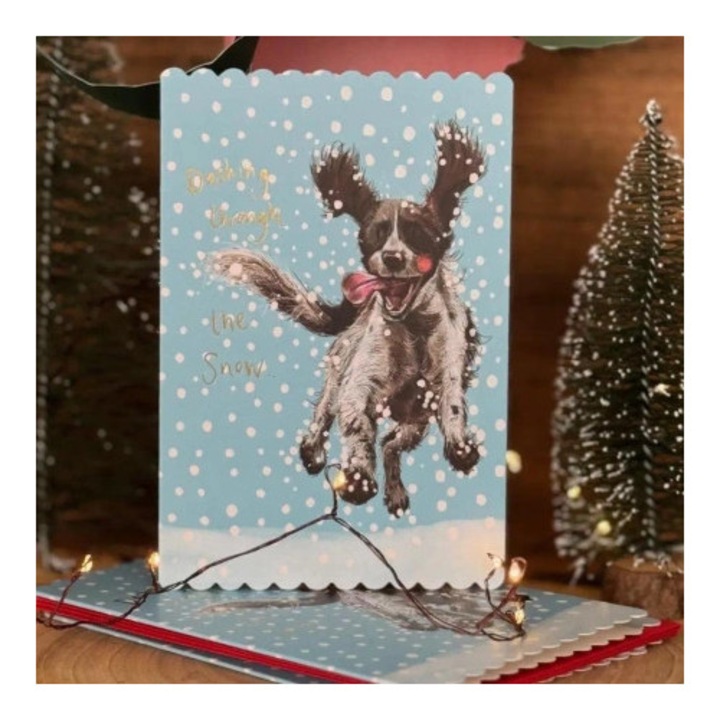 Felicitare Alex Clark, Karnet Sarbatori Spaniel in zapada, fara text, 10x15cm