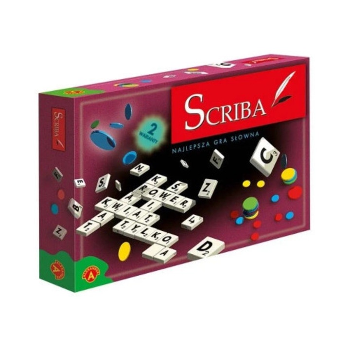 Scriba társasjáték, Alexander, 2 változat, 100 betűtábla, többszínű, 2-4 játékos
