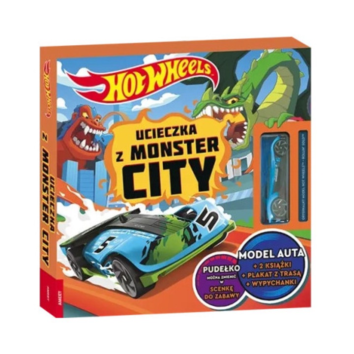 Hot Wheels autó szett, Rollin' Solo modell, kihívás kártya, színező füzet, többszínű.
