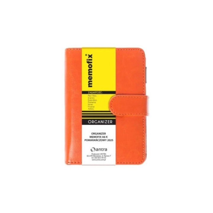 Organizer Antra A6, set cu calendar 2026, notite, portocalie, 145x100cm