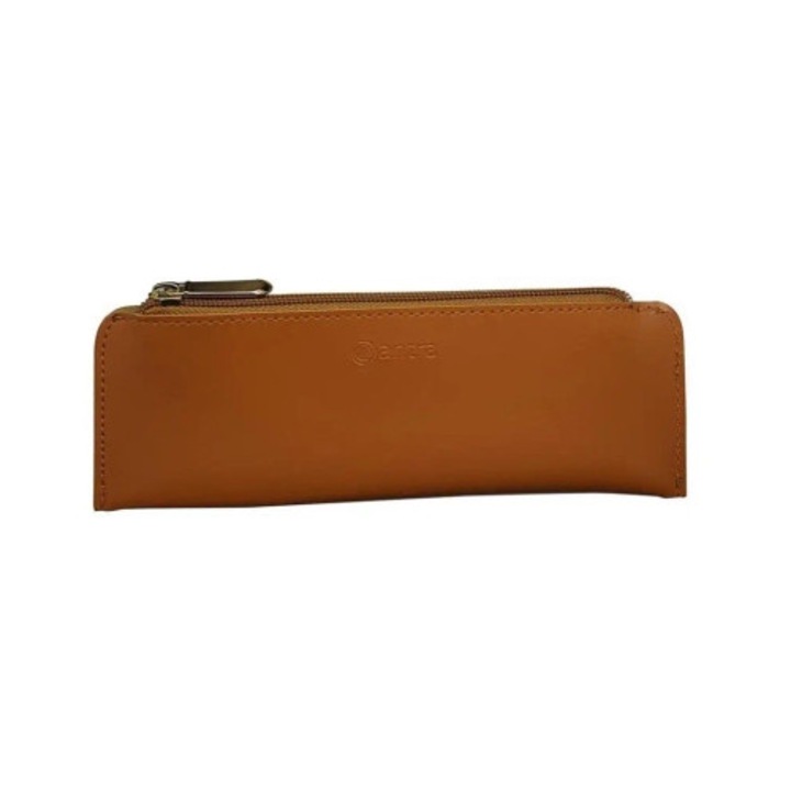 Etui pentru 2 stilouri, Antra, caramel, material skoropodob, 20x10cm