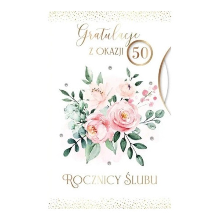 Felicitare Armin Style, Karnet Rocznica Slubu, perlat, cu zlocenie, 10x15cm