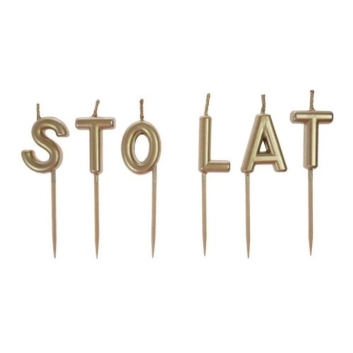 Gyertya szett "Sto lat", Arpex, arany, elegáns design