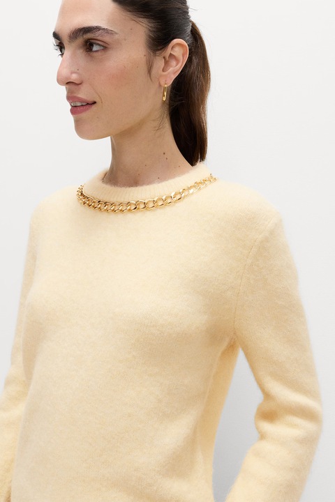 Marks & Spencer, Pulover cu detaliu din lant, Galben pal