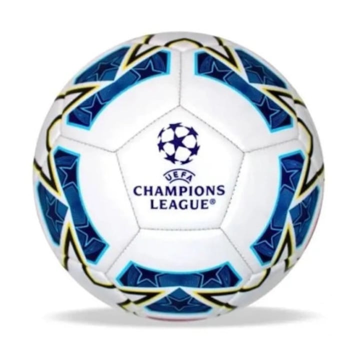 Artyk UEFA Bajnokok Ligája labda, 5-ös méret, fehér-kék-rózsaszín-sárga, természetes fűre