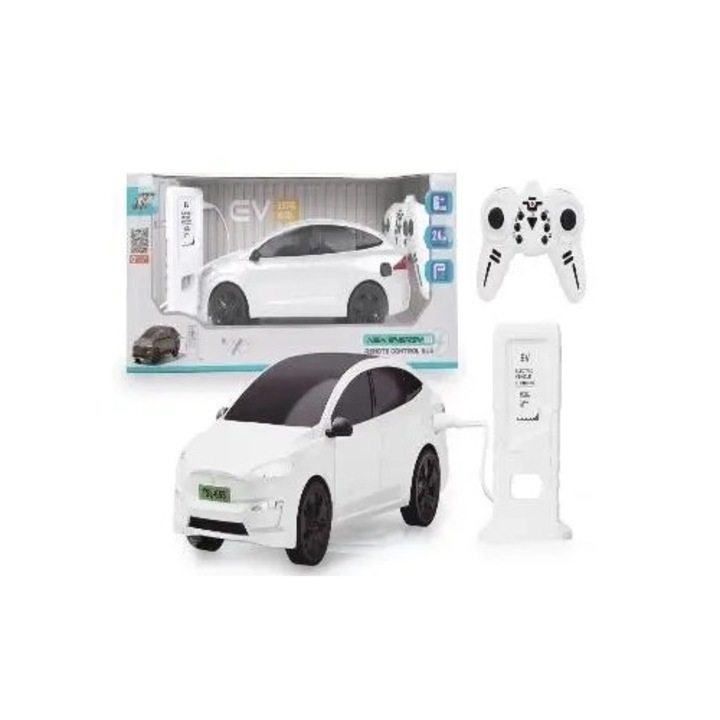 Masinuta RC Artyk cu statie de incarcare, 28 cm, 2.4 GHz, alb, 43.5x17.5x15.5 cm