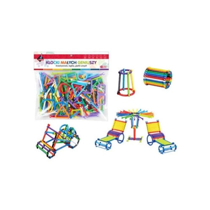Set de constructie Askato, 173 elemente, multicolor, pentru dezvoltarea imaginatiei
