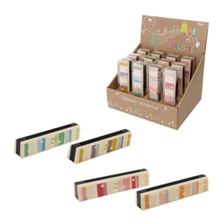 Harmonijka drewniana Askato, 13.5x3x3cm, mix de modele