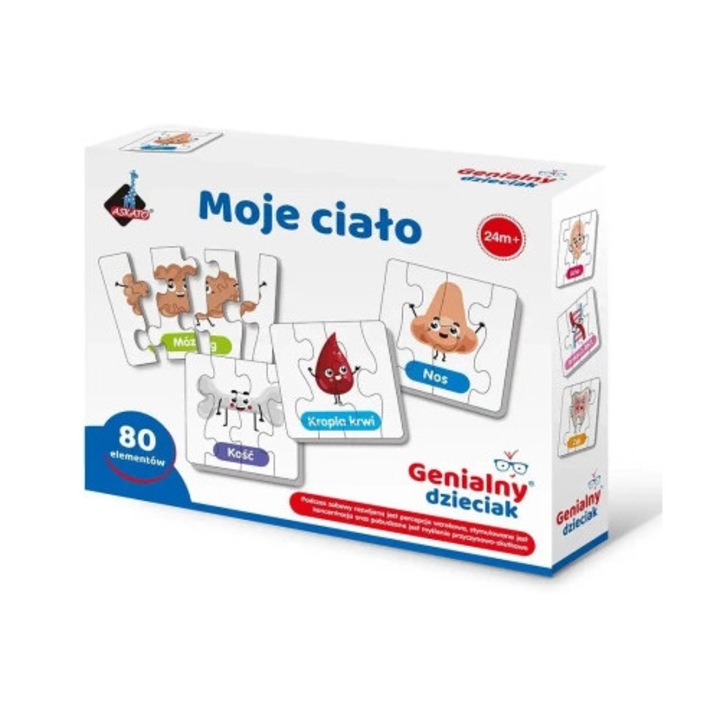 Puzzle Moje cialo, Askato, 80 elemente, 23.5x5x18.5cm, 24m+