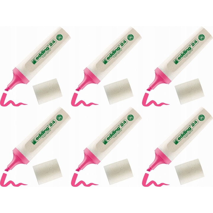 Set 6 Markere Edding Ecoline e24, Roz, Varf Sectionat 2-5mm