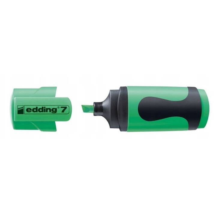 Marker Mini Edding, verde, varf taiat, rezistent la apa, dimensiuni: standard