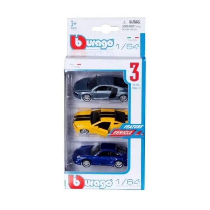 Bburago fém kisautó készlet 1:64, precíz részletek, mozgatható elemek, többszínű