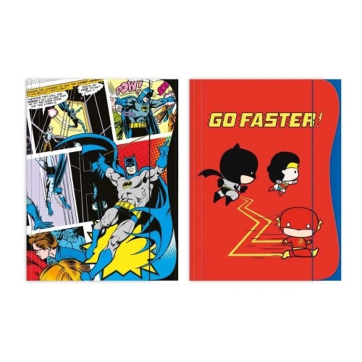 Dosar A4 Beniamin Batman, mix de modele, cu elastic, 3 compartimente