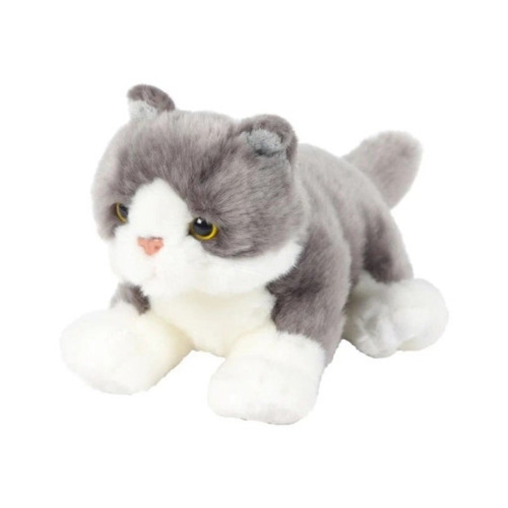 Pisica de plus Beppe, gri/alb, 30cm