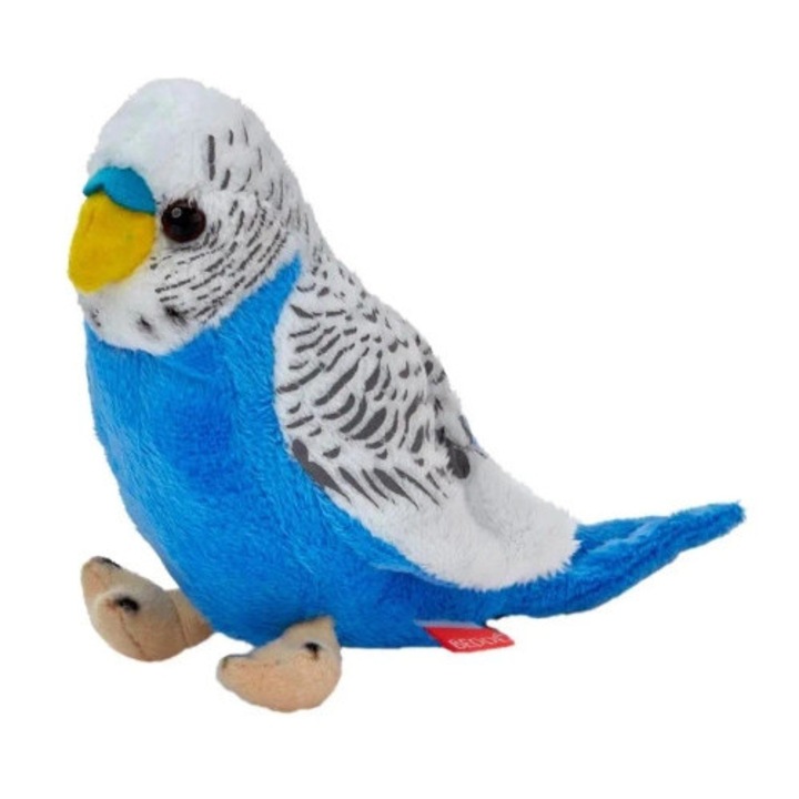 Papagal de plus Beppe, alb/albastru, 13cm