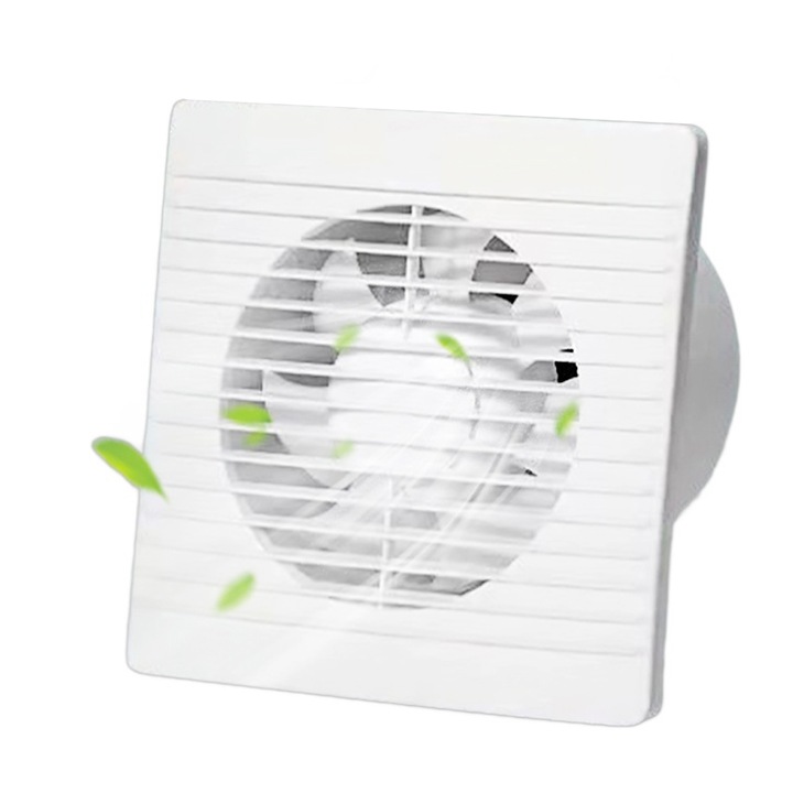 IDAMAKON Fürdőszobai ventilátor, légáram 156 m³/h (6"), 18 W, csendes 45 db, falra szerelhető, erős elszívás, páraérzékelő, visszacsapó szelep, golyóscsapágyak, fürdőszobába, konyhába és WC-be, fehér