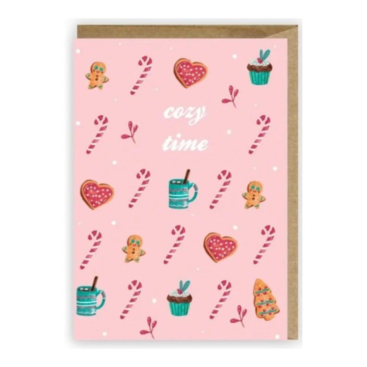 Felicitare Boze Narodzenie Cardie, grafica, A6, set cu eco-coperta