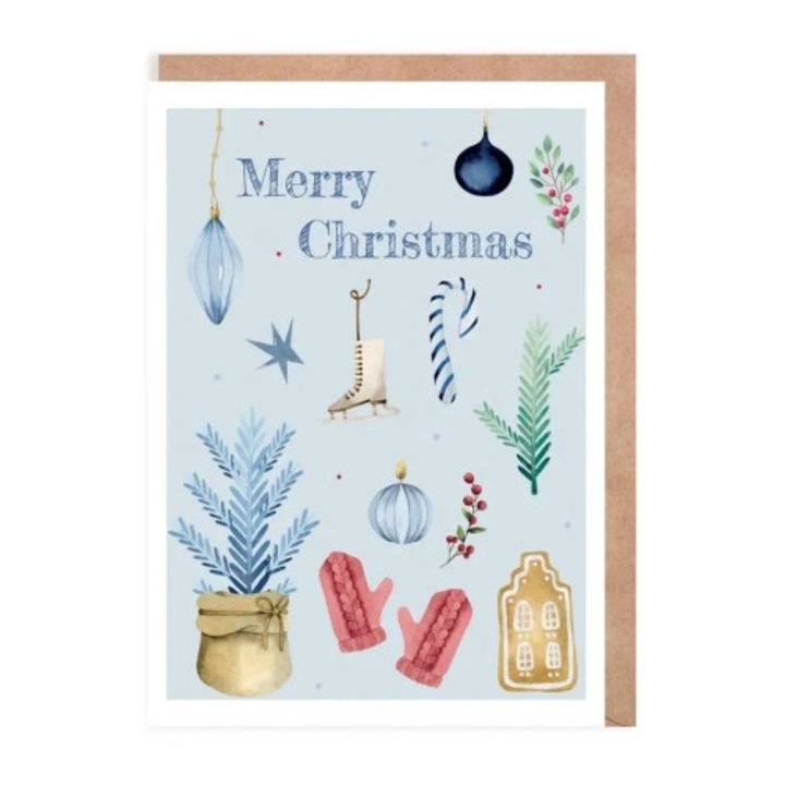 Felicitare de Craciun, Cardie, A6, grafica draguta, ecologica, 10,5x14,8cm, set cu envelopa