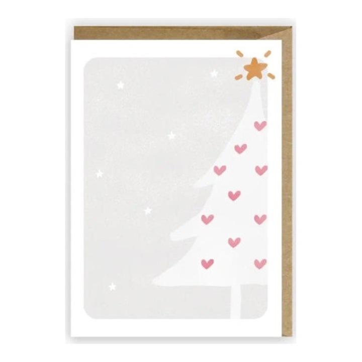 Felicitare de Craciun, Cardie, copac pastelat, ecologic, A6