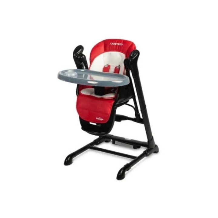 Scaun de masa si leagan 2 in 1 Caretero Indigo, negru vin, 6 pozitii de inaltime, 5 pozitii de suport pentru picioare