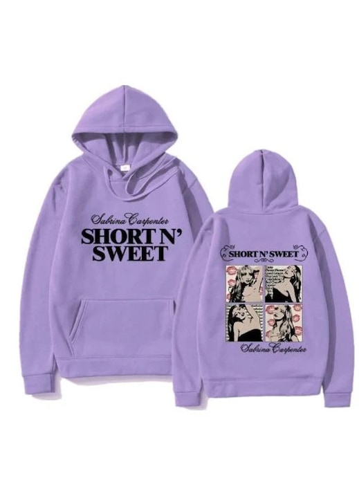 Hanorac barbati, Sabrina And Carpenter, casual, detalii imprimate, lung, violet, fabricat lejer