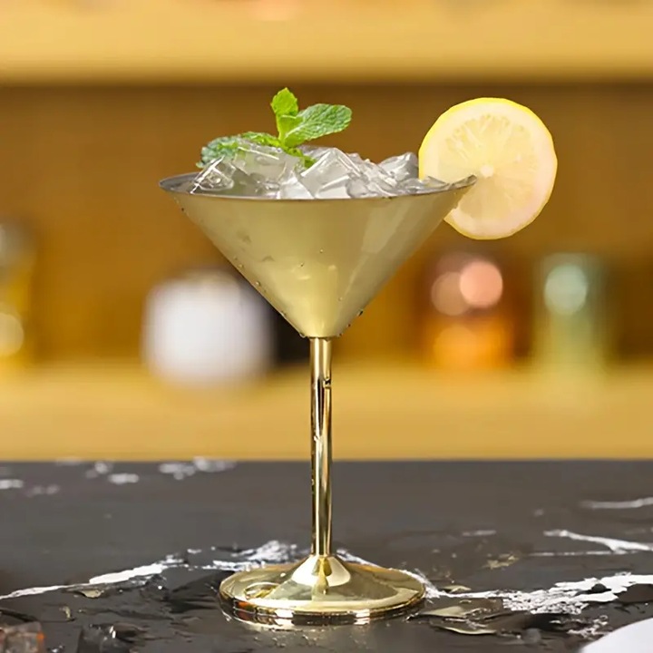 Pahar Cocktail Inox Gold 150ml, Nabi Market, Durabile, Design Elegant