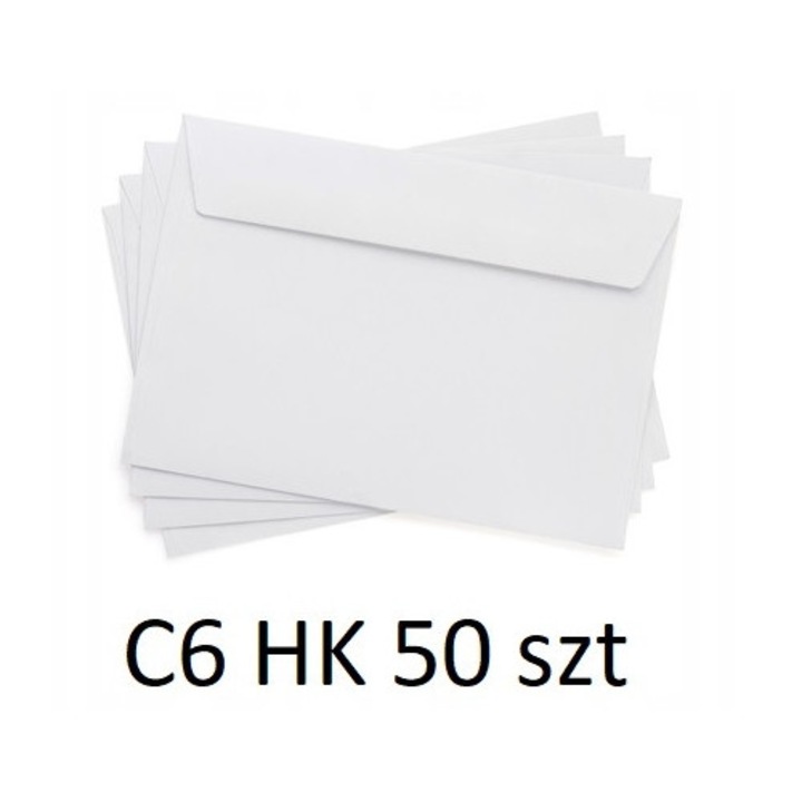 Set Plicuri C6 Cu Banda Adeziva, Neopak, Format C6, Dimensiune 114X162 mm, Tip Inchidere Hk Plicuri Autocolante Cu Banda, Material Hartie Offset, 114 x 162 mm, Alb, 50 Buc