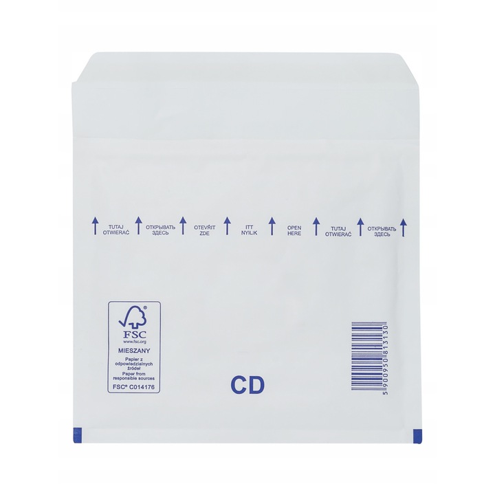 Set Plicuri Cu Bule Premium, Neopak, Ecologice Hartie Fsc® + Folie Reciclata, Format Cd, Folie Cu Bule De Inalta Calitate Din Reciclare, Inchidere Permanenta, 200 x 175 mm, Alb, 200 Buc