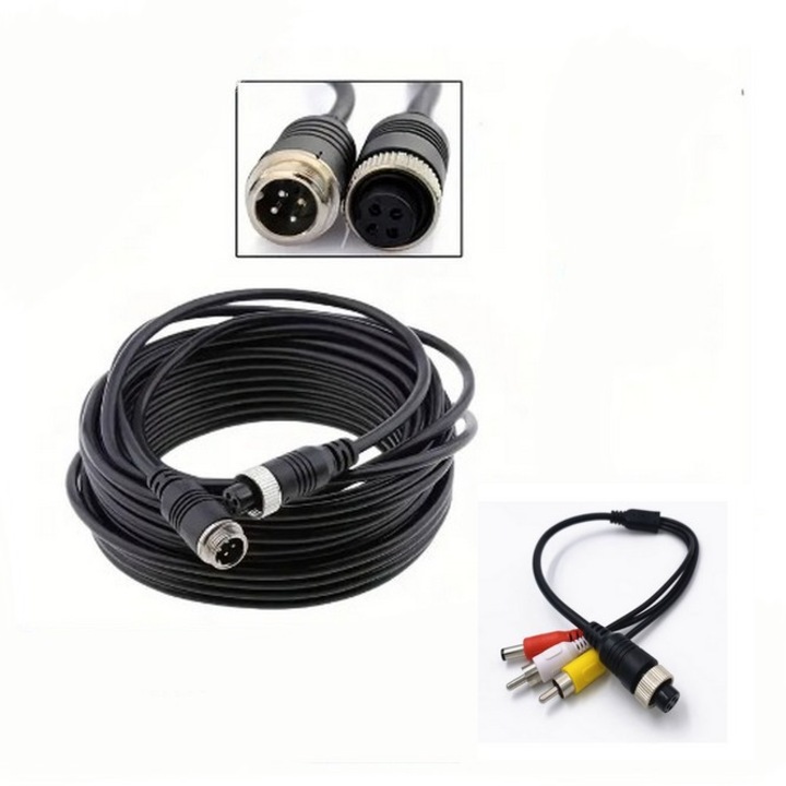 Cablu aviation10M SkyTechs® t adaptor conectare female transforma camerele cu cablu aviatie cu 4 pini la RCA