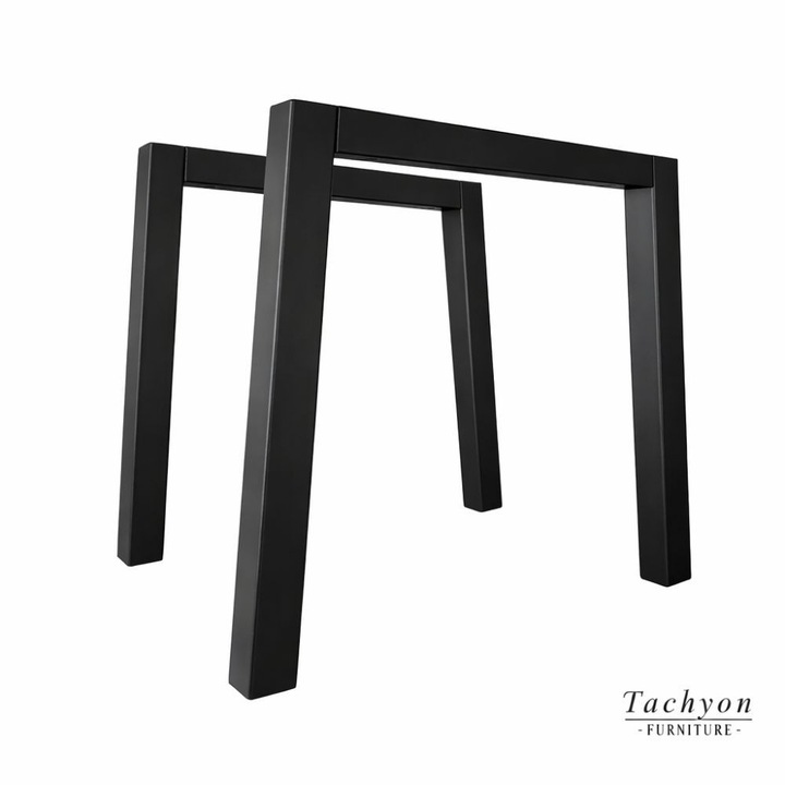 Комплект 2 крака за маса Трапец, Профил 60x60 мм, Електростатично боядисване, Черен метал H72x75x6 см